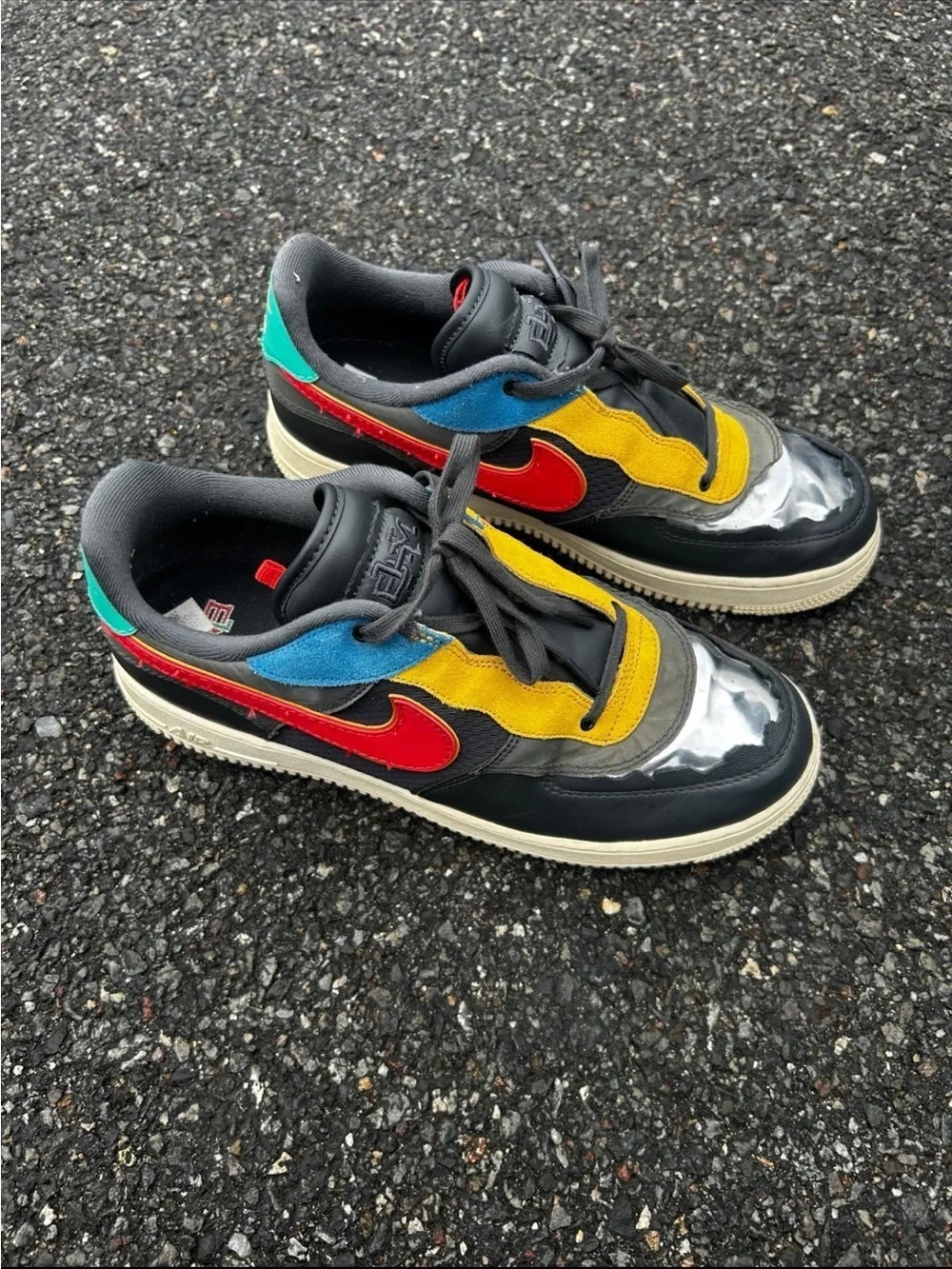 Nike Men's Multicolor Low-Top Sneakers - Black, Red, Yellow, Blue, Teal